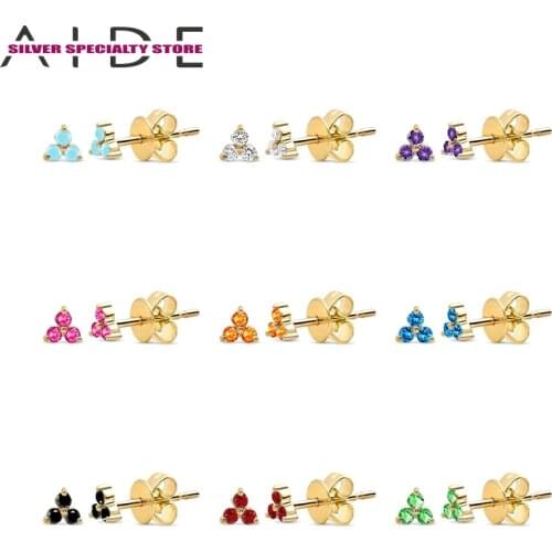 AIDE 925 Silver Earrings For Women 2020 Zircon Stud Earring Girls Fine Jewelry Crystal Piercing Pendientes Brincos Aretes Bijou