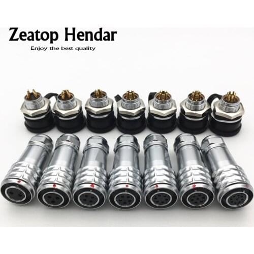 1Set SF12 Female Plug Male Socket 2 3 4 5 6 7 9 Pin Jack Waterproof Metal PUSH-PULL IP67 Chassis Panel Mount Aviation Connector