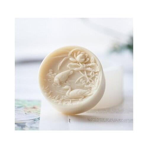 PRZY Silicone Flower Soap Silicone Mold Mandarin Duck Playing in The Water Lotus Handmade Mold Soap Making Clay Moulds Resin