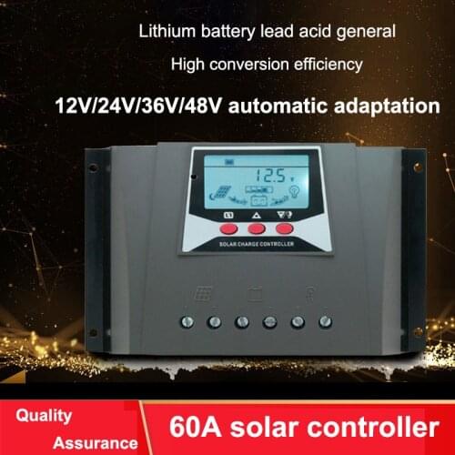 Solar Controller 60A 12V 24V 48V 60V 80V Automatic Universal Photovoltaic Panel Charger Iron Lithium Battery Solar Regulator