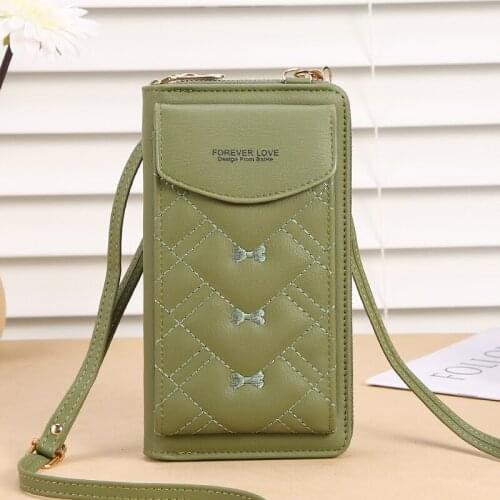 Bow Embroidery Mini Phone Bags For Women Fashion PU Leather Shoulder Crossbady Bag Female ID Card Coin Money Storing Clutch New