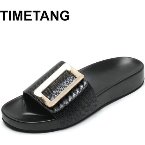 TIMETANG Shoes House Slippers Platform Summer Clogs Woman Low Big Size Rivet Slides Flat Beach Soft Rubber Hoof Heels Rome Casua