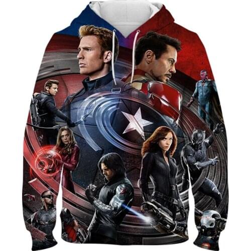 Marvel Avengers 4 iron Man Captain America 3D Print Costume Hoodies Unisex Avengers Casual End Game Sweatshirt Jacket Streetwear