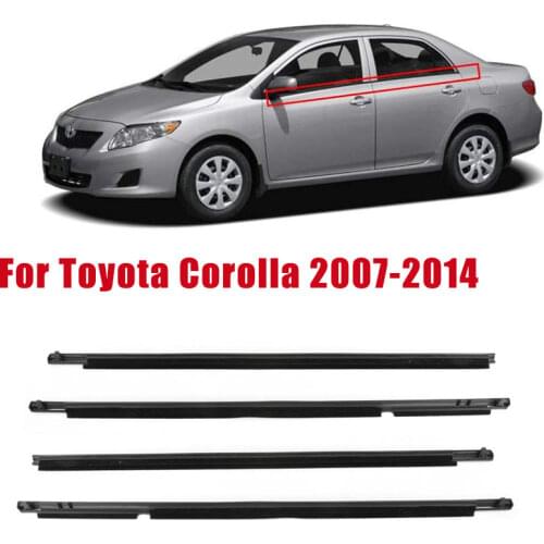 4Pcs Outer Window Weatherstrip Door Glass Seal Belt Trim Sealing Strips Rubber for Toyota Corolla 2009-2012
