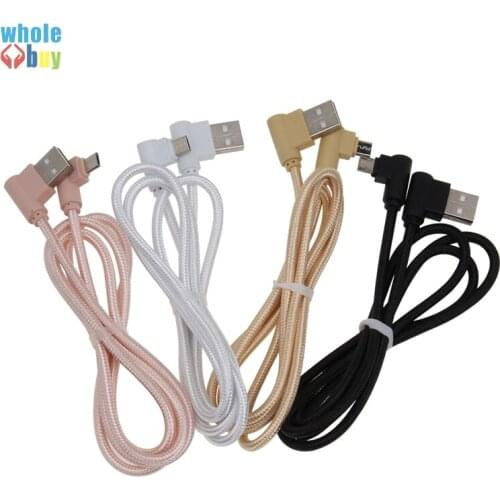 1M/2M/3M 90 Degree Nylon Braided USB cable For 5Pin 8Pin Type-c charger Adapter For iPhone Samsung Galaxy S8 S9 Huawei 50pcs/lot