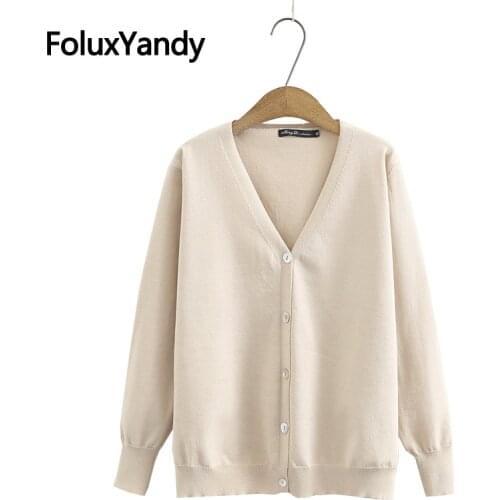 Spring Womens Cardigans Knitted Sweater Plus Size Casual Long Sleeve V-neck Cardigan Black Beige XXXL KKFY5408