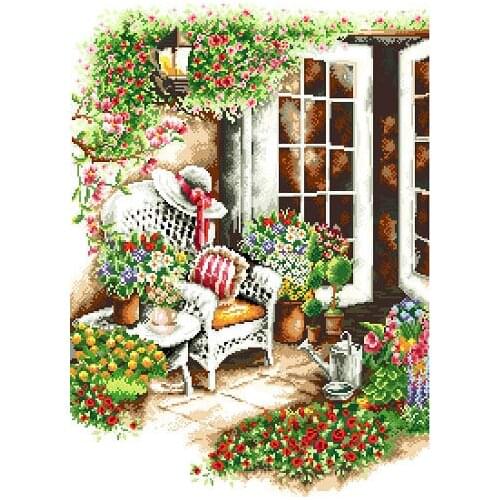 HIGH quality 14CT Cross Stitch Embroidery Sets Comfortable Cozy Beautiful Yard Garden 50x60cm CS-017LAN