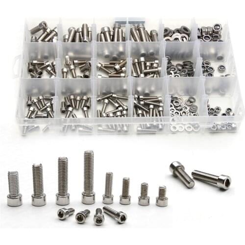 ZENHOSIT 345PCS M5/M6/M8 Stainless Steel Column Hexagon Head Cylinder Screw Locknut Nut Bolt Washer Assortment Kit