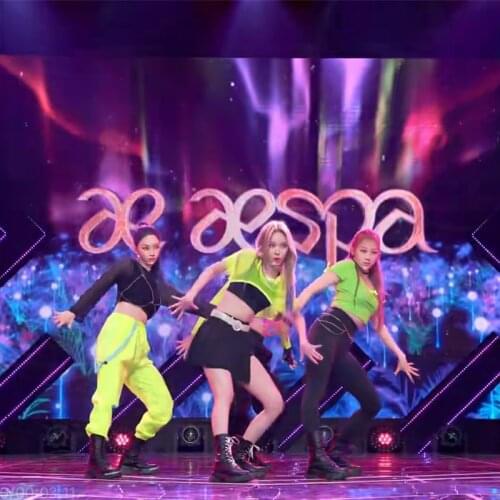 Female Pole Dancing Clothes Girls Dancer Team Jazz Hip Hop Street Dance Stage Green Black Suit DS Festival Rave Outfits DWY5405