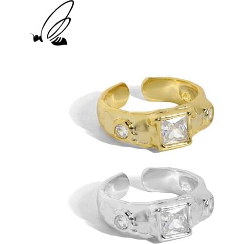 SSTEEL 925 Sterling Silver Rings Extremely Simple Designer Irregular Surface For Women Gold Wedding 2021 Trend Fine Jewellery