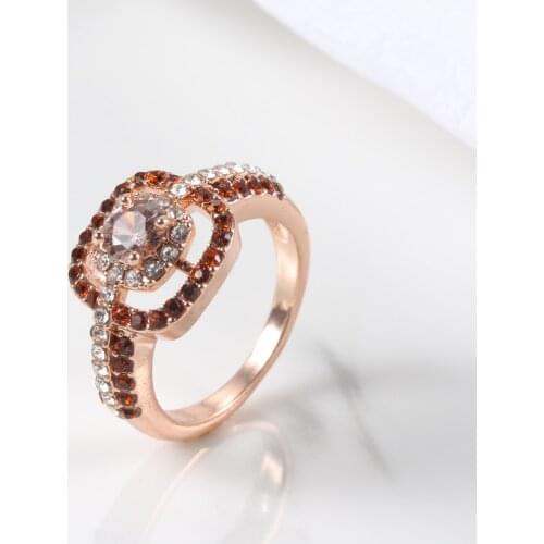 Wedding Ring Women Rose Gold Zircon Ring Square Wall Insert Ring Birthday Gift for Girlfriend Fashion Popular Banquet Party