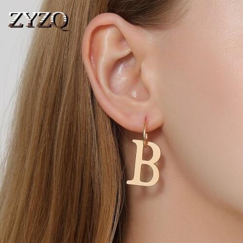 ZYZQ Gold Color Geometric B Letter Drop Earrings for Women Punk Dangle Chain Earrings Set Female Fashion Brincos Jewelry
