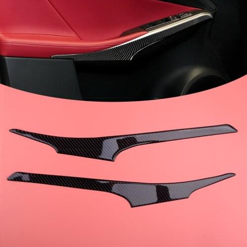 2Pcs/Set Black Carbon Fiber Car Door Armrest Cover Trim Sticker Fit For Lexus IS250 IS300 IS350 2018 2017 2016 2015 2014