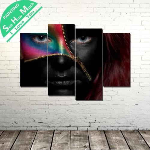 4 Piece zipper abstract face wall art decor poster vintage decorative pictures canvas prints paintings art prints wall pictures