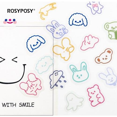 40pcs/bag Cartoon Organizer Label Stickers DIY PET Stickers For Cup, Album, Scrapbooking Decorative Sticker