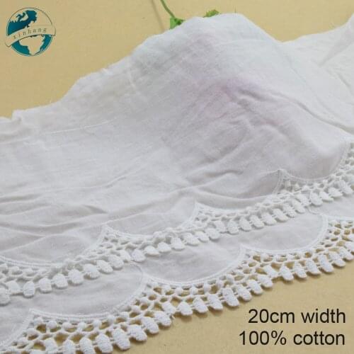 5yards 20cm wide 100% Cotton embroid lace sewing ribbon guipure trim wedding decoration DIY dolls colthes Accessories lace#4046