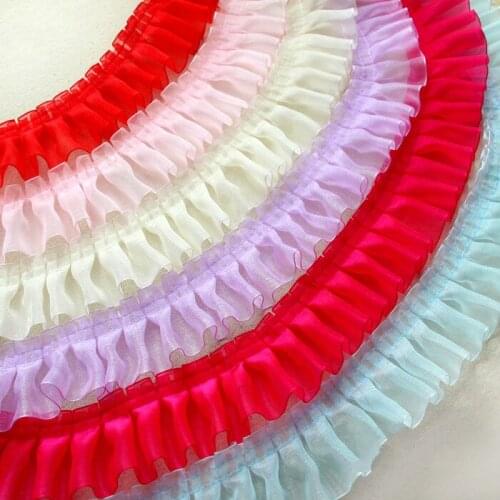 8Colors Organza Layer Pleated Lace Ribbon Lace Trim DIY Crafts Doll clothes DIY Handmade Accessories Width 5cm 5Ms/lot