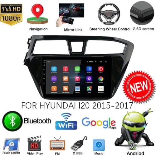 Android 10.1 Car DVD Wifi Radio Stereo GPS Navi Player For Hyundai i20 2015-2017 Car Radio ROM 16GB RAM 1GB Black