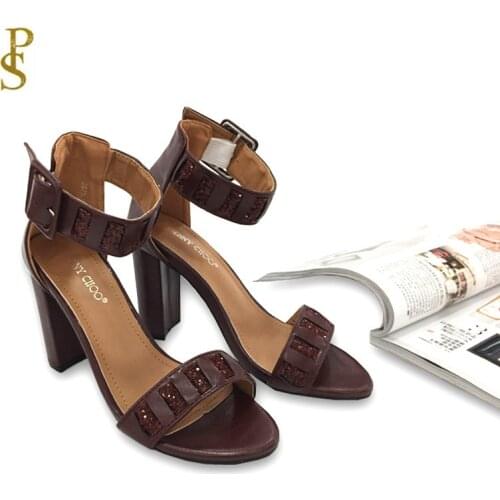 Fashion elegant diamond Ankle Strap Women Summer Sandals Open shoes woman Ladies high heels pumps