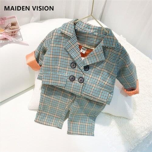 British style spring Girl Clothing Brand fashion Kids suit Long Sleeve lattice coat Sets Infant Clothes Baby Pants 1 2 3 4 5 6Y