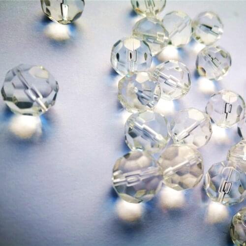 50pcs/lot 14mm Clear Color Glass Faceted Beads Pendant for Chandelier Part, Curtain Beads Accessories Glass Ball with One Hole