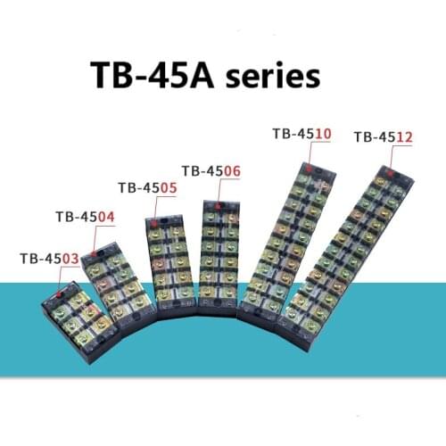 Double row strip screw terminal block 4-position 45A 600V fixed wiring board wire connector TB-4503 / TB-4512