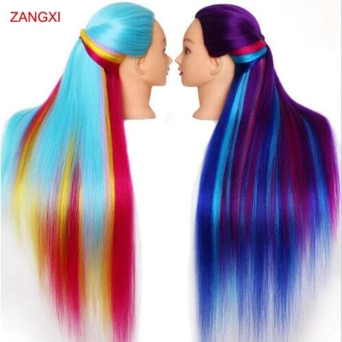 75cm 100% High Temperature Firber Hair Manikin Heads Hairdressing Training Head Nice Dummy Mannequin Head To Practice Braiding