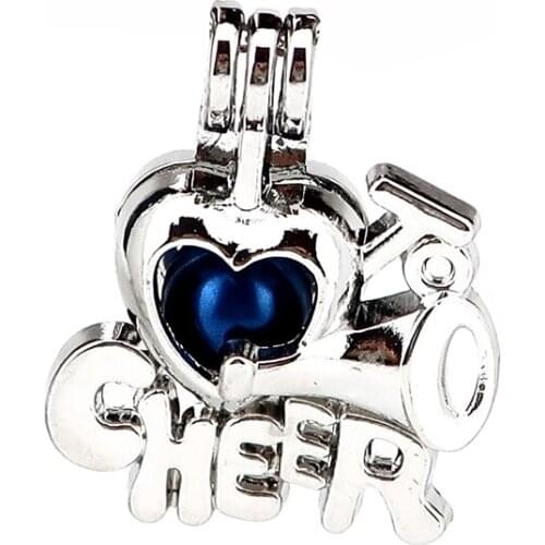 K939 5pcs/lot Silver Copper Cheer Letter Happy Horn Beads Cage Pendant Locket Fairytale Party Essential Oil Diffuser