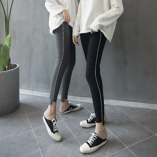KL400 Korean Irregular Legging Streetwear Women Casual Slim Fitness Leggings Ankle-Length Pants Trousers