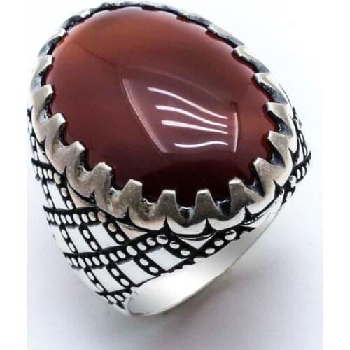 925 sterling Silver Burgundy Agate Gemstone Ring