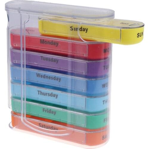 New Home Travel Weekly 7 Days Pill Box 28 Compartments Pill Organizer Plastic Medicine Storage Dispenser Cutter Drug Cases