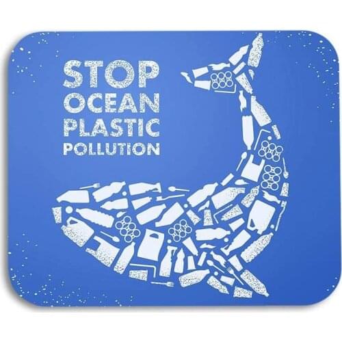 Whale Mouse Pad Stop Ocean Plastic Pollution Sea Wastes Bottles Gaming Mousepad Rubber Large Pad Non-Slip for Computer