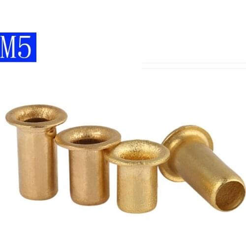 M5 5mm Copper Brass Vias Rivet Nuts Through Hole Rivets Hollow Grommets