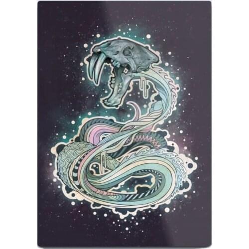 Saber-Toothed Serpent In Space Metal Print Tin Sign Bar Club Snake Home Wall Decor Cartoon Wild Animal Metal Art Poster