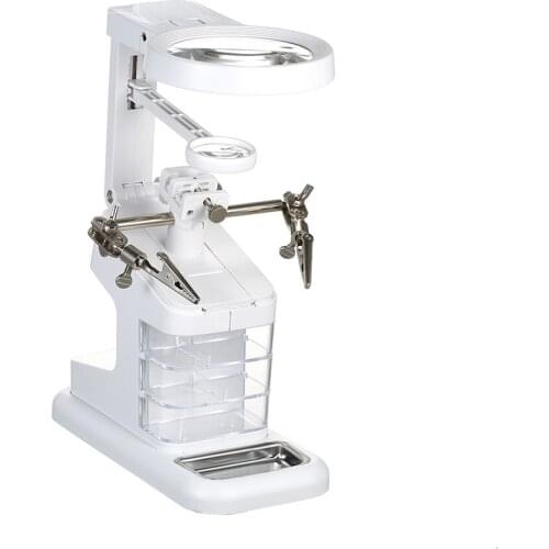 Multi-Functional Welding Magnifier 3X/4.5X/25X LED Light Desktop Magnifier USB Port Soldering Stand Repair Tool Magnifier