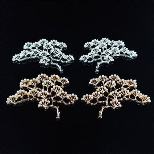 10Pcs/Lot 50*67mm Metal Set Pearl Bead Pine Branches Bride Hairwear Accessories DIY Jewelry Making