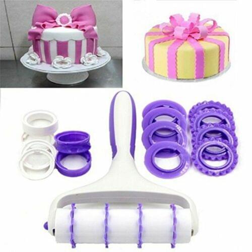 2019 New Fondant Strip Ribbon Cutter Sugarcraft Tool christmas Rolling Pin Embosser Roller Set Cake Decorating Tools