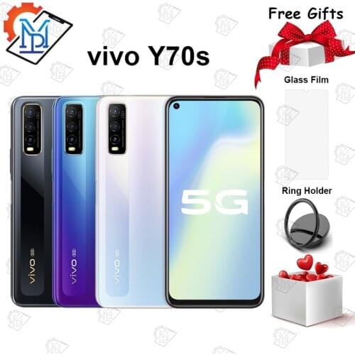 New Original vivo Y70s 5G Mobile Phone 6.53inch 6GB +128GB Exynos 880 Octa-core Android 10 4500mAh Face ID Smartphone