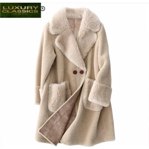 Winter Coat Women 2021 Real Fur Coats Female Elegant Korean Casual Wool Jacket Ladies Warm Womens Fur Coats Hiver 582