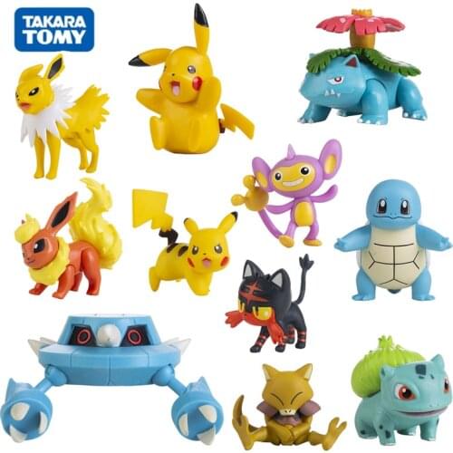 Pokemon 3-8 Cm Pikachu Eevee Squirtle Bulbasaur Cosplay Toys Model Anime Figure Cartoons Collection Dolls Child Birthday Gift