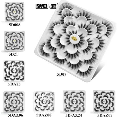 MAANGE 10 Pairs 5D Mink False Eyelashes Thick Multilayer Eyelash Volume Lashes Natural Makeup Handmade Eye Lashes Extension