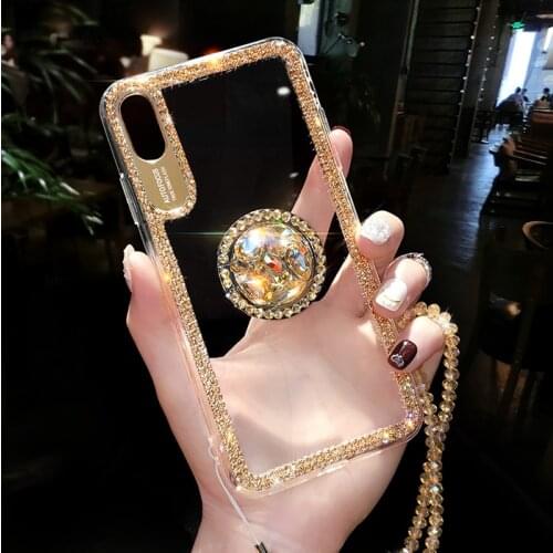 Luxury Bling Glitter Case For iPhone 11 Pro Max X XR XS Max 8 7 Plus 6 6S Plus Case Cover With Diamond Ring Soft TPU Phone Case