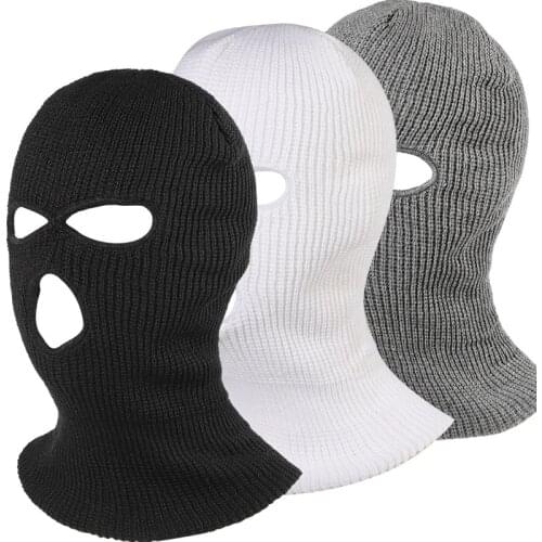 Full Face Cover Ski Mask Hat 3 Holes Balaclava Army Tactical Hat CS Windproof Knit Beanies Bonnet Winter Warm Unisex Caps Men