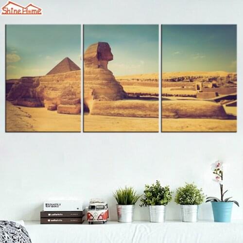 ShineHome-3pcs Canvas Prints Wall Modular Painting Triptych Mass Effect Sphinx Panel Pictures Artwork for Living Room Decoration