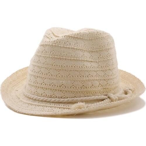 Summer Handdwork Raffia Straw Hat Casual Flat Top Straw Hat For Women Vintage panama Jazz British Gentleman Fedora Hat