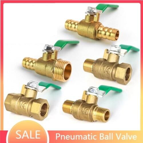 Hose Barb Inline Brass Water Oil Air Gas Fuel Line Shutoff Ball Valve Pipe Fittings Pneumatic Connector Controller