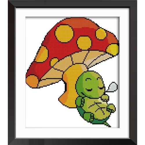 Snooze little turtle cross stitch kit aida 14ct 11ct count printed canvas stitches embroidery DIY handmade needlework