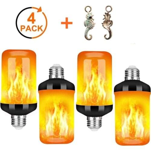 4Pcs E27 Flame Bulb Lamp 85-265V LED Dynamic Fire Effect Flickering Night Light Creative Emulation Garden Decor Lamp