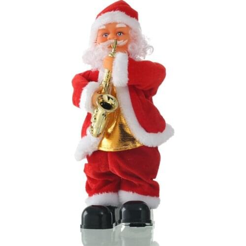 Creative Electric Santa Claus Singing Saxophone Doll Santa Claus Ornaments Children Gifts Decoration Music Dancing Santa Toy