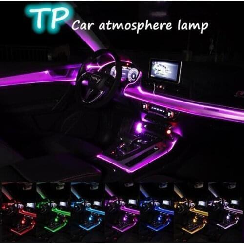Universal Car Atmosphere Decorative Light Flexible Neon EL Wire Strips App Sound Control RGB Multicolor Auto Interior Light 12V